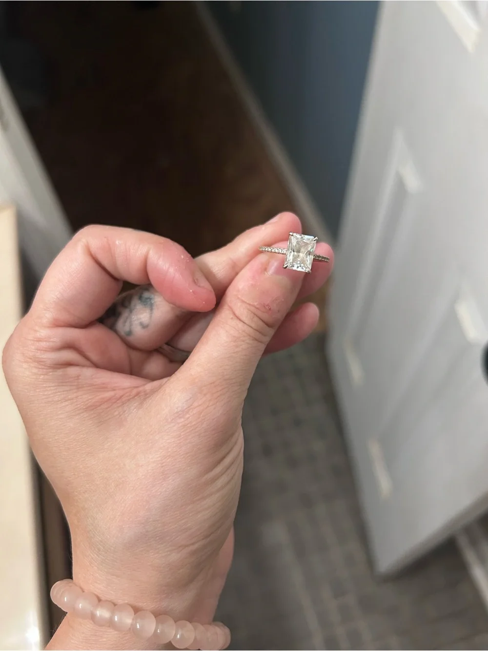 Rose Gold Clear Square-Cut Solitaire Ring
